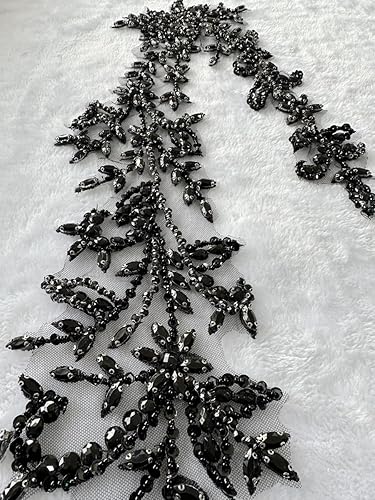 Vista 21 de PLune Diamantes de imitación acrílicos brillantes hechos a mano en apliques de encaje, cuentas de costura, parches para accesorios para vestido