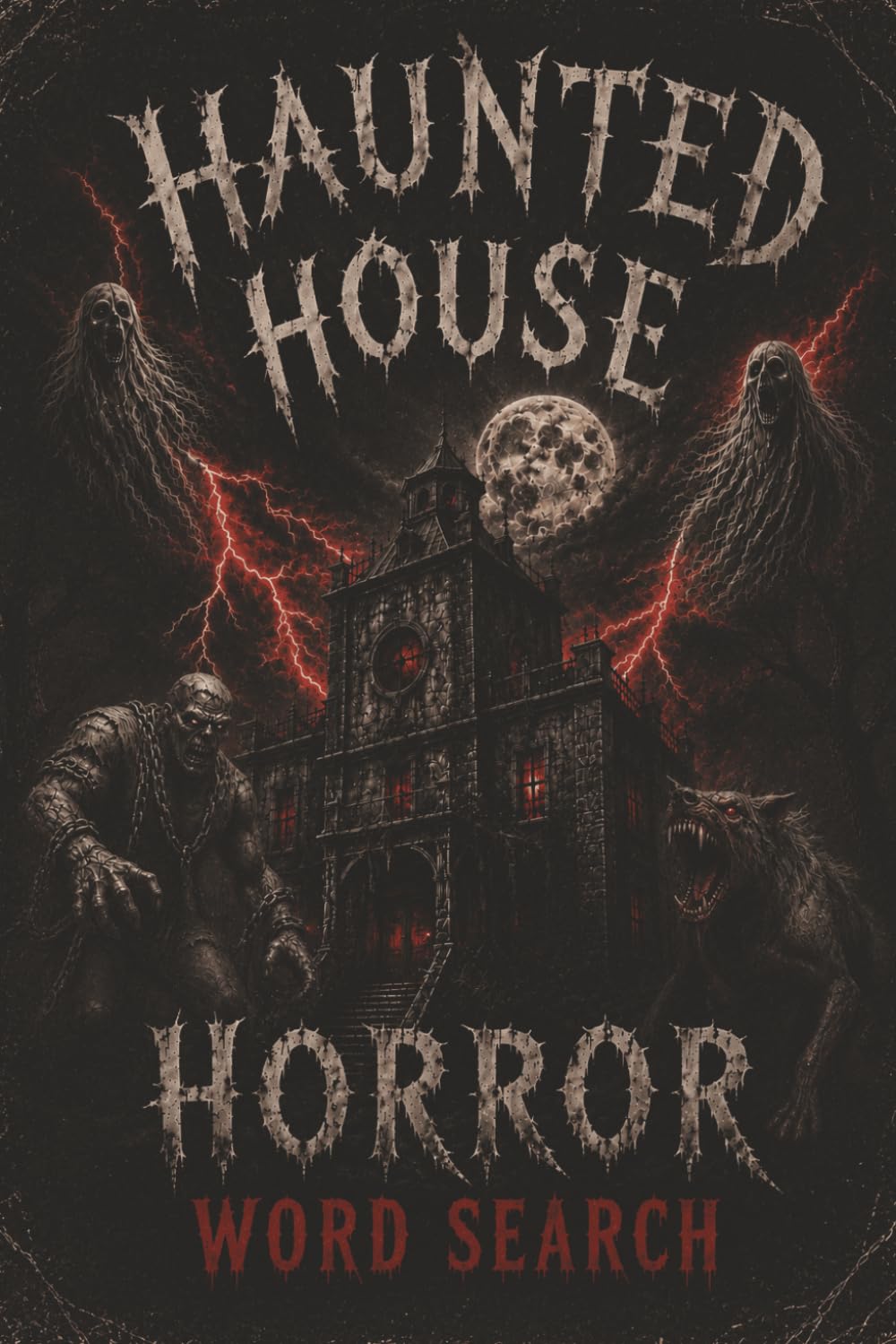 Haunted House Horror Word Search: Monster Horror Book, Spooky Puzzles For Adults and Teens, Halloween Fan Gift