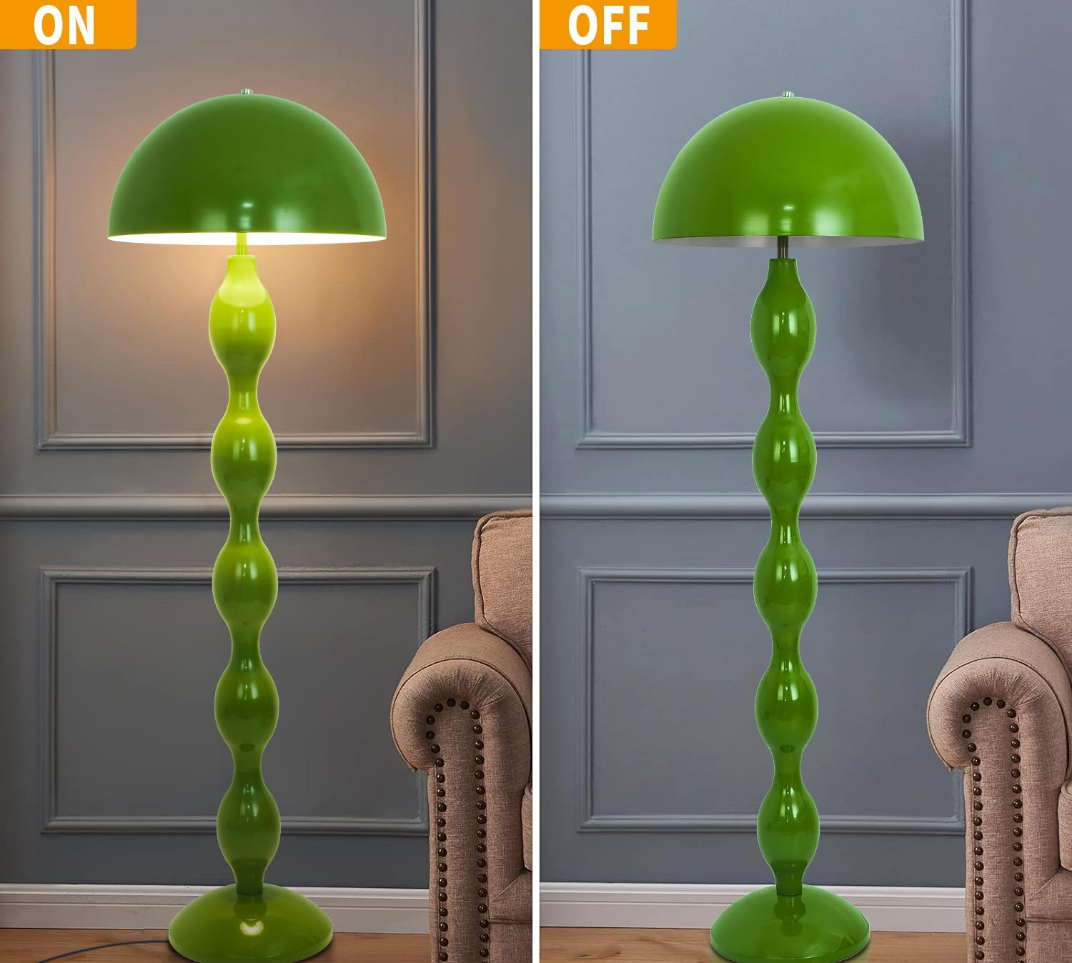 Pilz-Stehlampe, moderne LED-Stehlampe, einfache grüne Pilzlampe, 59 Zoll, für Schlafzimmer, Wohnzimmer und Büro