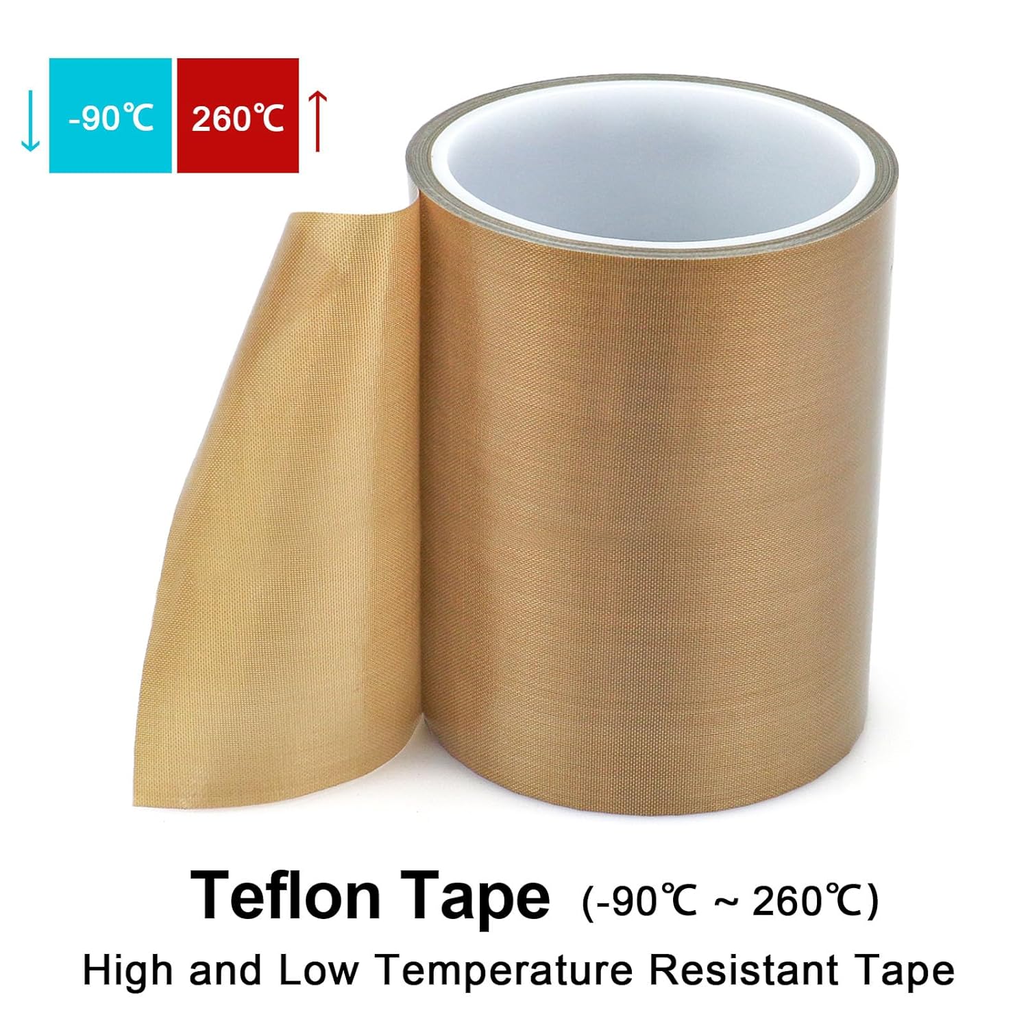 Teflon Fabric Tape (6-inch x 33 Feet) High Temperature PTFE Coated Fiberglass Adhesive Heat Tape for Vacuum Sealer Machine, Hand Impulse Sealers Insulation