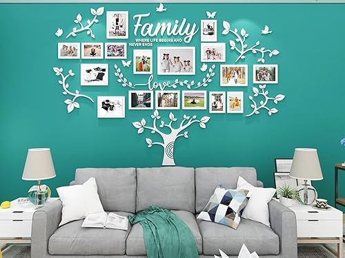 Miniatura 6 de Decoración de pared DIY para sala de estar, árbol genealógico, calcomanía de decoración de pared 3D, collage de marcos de fotos, decoración de pared