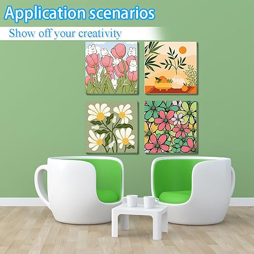 Miniatura 5 de UMOART Pintura enmarcada por números para niños, paquete de 4 pinturas por números para niños de 4 a 8 a 12 años, kits de pintura por números en