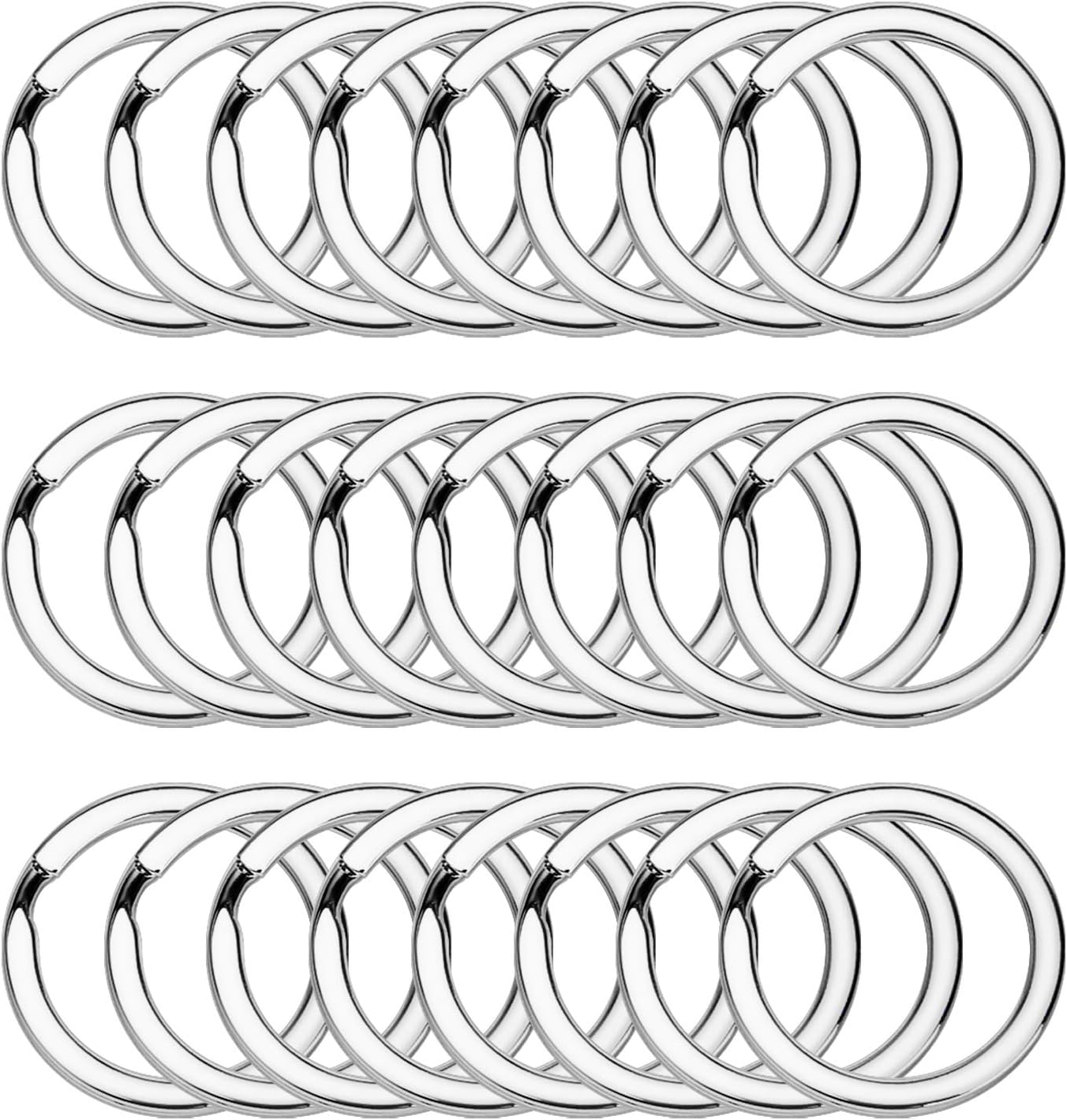 Sunmns 24 Pack Flat Key Rings Metal Split Ring for Home Car Keys Organizations, Jewelry Making, 1 Inch (Silvery)