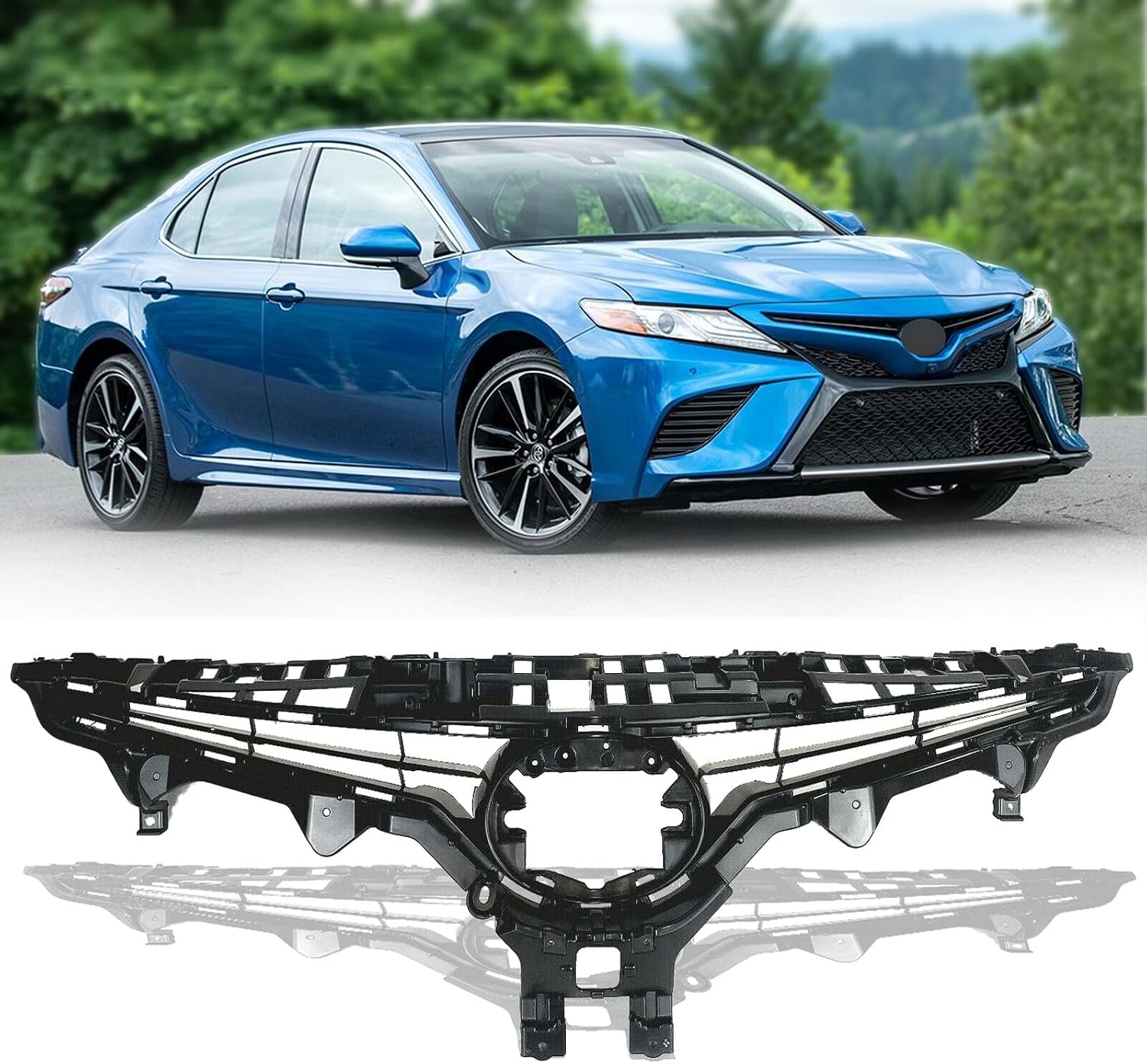 Bewild Front Bumper Grille Grill Fit for 2018 2019 2020 Toyota Camry SE XSE Front Bumper Upper Hood Grille