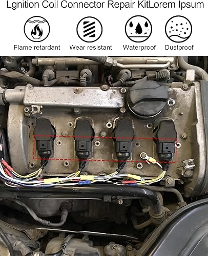 Miniatura 2 de Kit de reparación de conector de bobina de encendido con enchufe de arnés y herramienta de ocupación de espacio de 0.1 in compatible con Audi VW