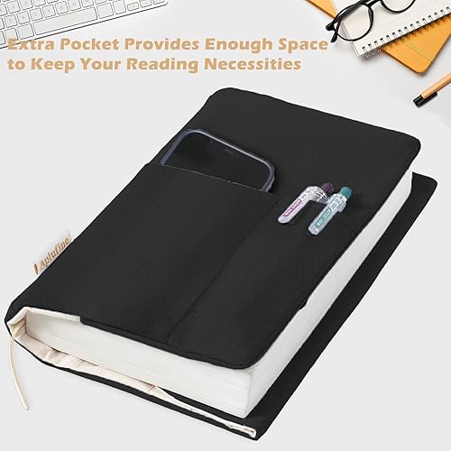 Miniatura 3 de Fundas de lona para libros, protector de libro lavable, funda de libro para novelas de bolsillo, funda ajustable para libros de tapa dura con