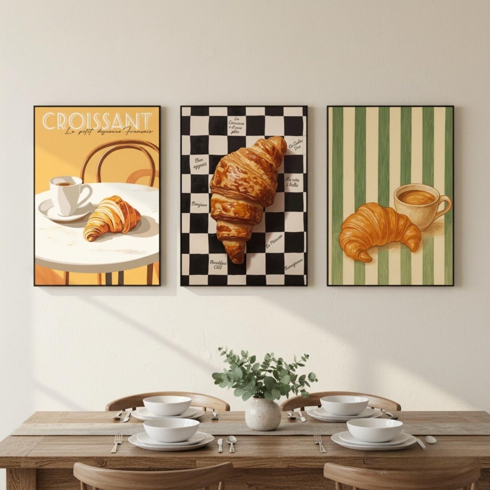 JORCEDI 3-piece Kitchen Poster Set, Vintage Kitchen Wall Art, Kitchen Aesthetic Decor, Coffee, Bread, for The Kitchen and Dining Room, Coffee, Bar Decor, Unframed (21x30cm,A)
