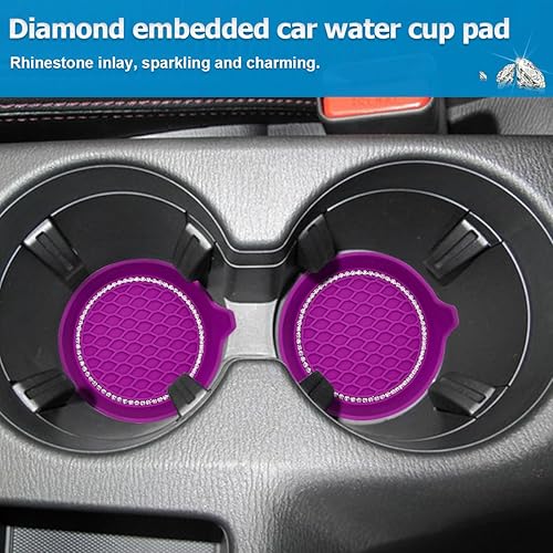 Miniatura 6 de Portavasos para automóvil, paquete de 4 posavasos universales con diamantes de imitación de cristal, tapete de silicona antideslizante a prueba de
