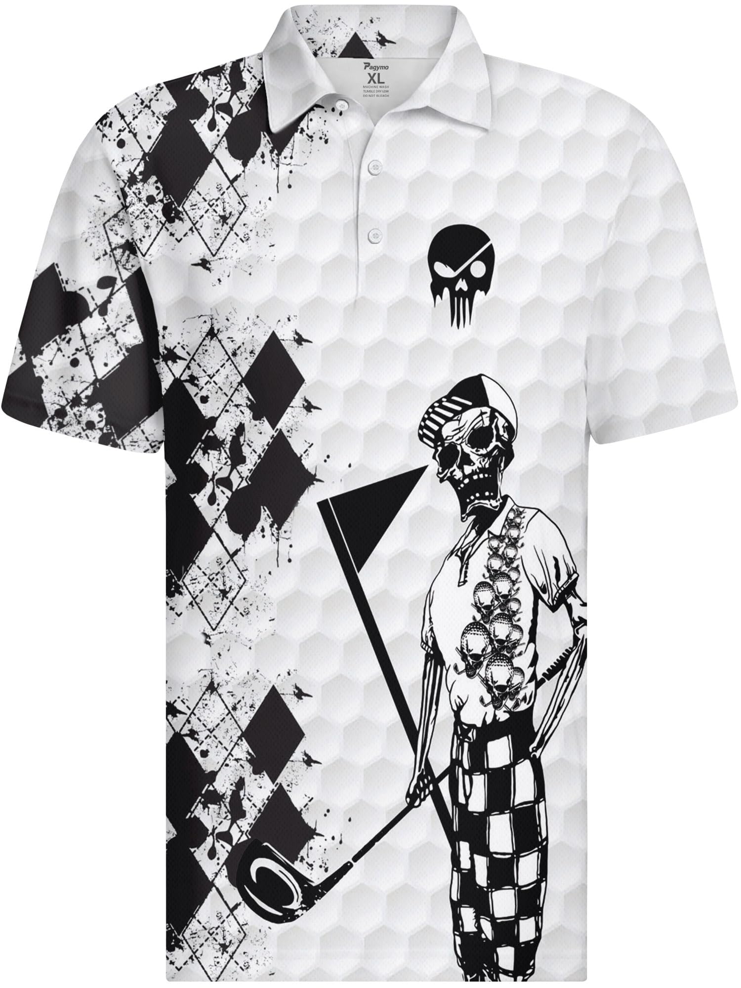 PAGYMOGolf Shirts for Men Polo Shirt for Men Mens Golf Shirt Funny Golf Shirts Skull Golf Crazy Polos Golf Gifts Dry Fit