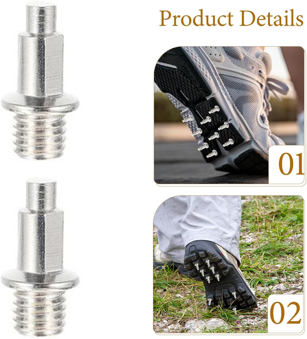 40pcs Sports Shoe Spikes - Steel Pyramid Spike Replacement for Track Running Shoes - Removable Pins Accessories for Cross Country Sprint Field Events
