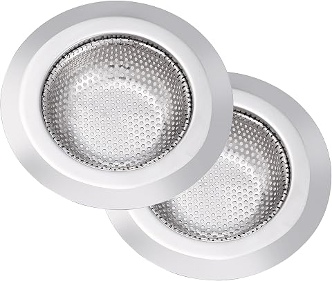 2Pcs Kitchen Sink Drain Strainer,Stainless Steel Kitchen Sink Strainer,Sink Food Catcher, 4.5" Diameter for Most of Kitchen Sinks,Anti-Clogging,Rust Resistant
