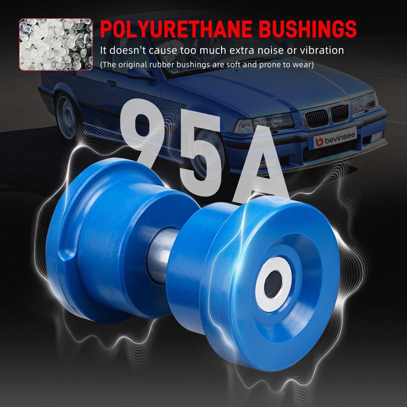 Ramiona zawieszenia Pasuje do BMW E36 1992-1999 zastępuje 33319059301 33319059300 95A poliuretanowy zestaw tulei tylnej ramy pomocniczej Wahacz boczny