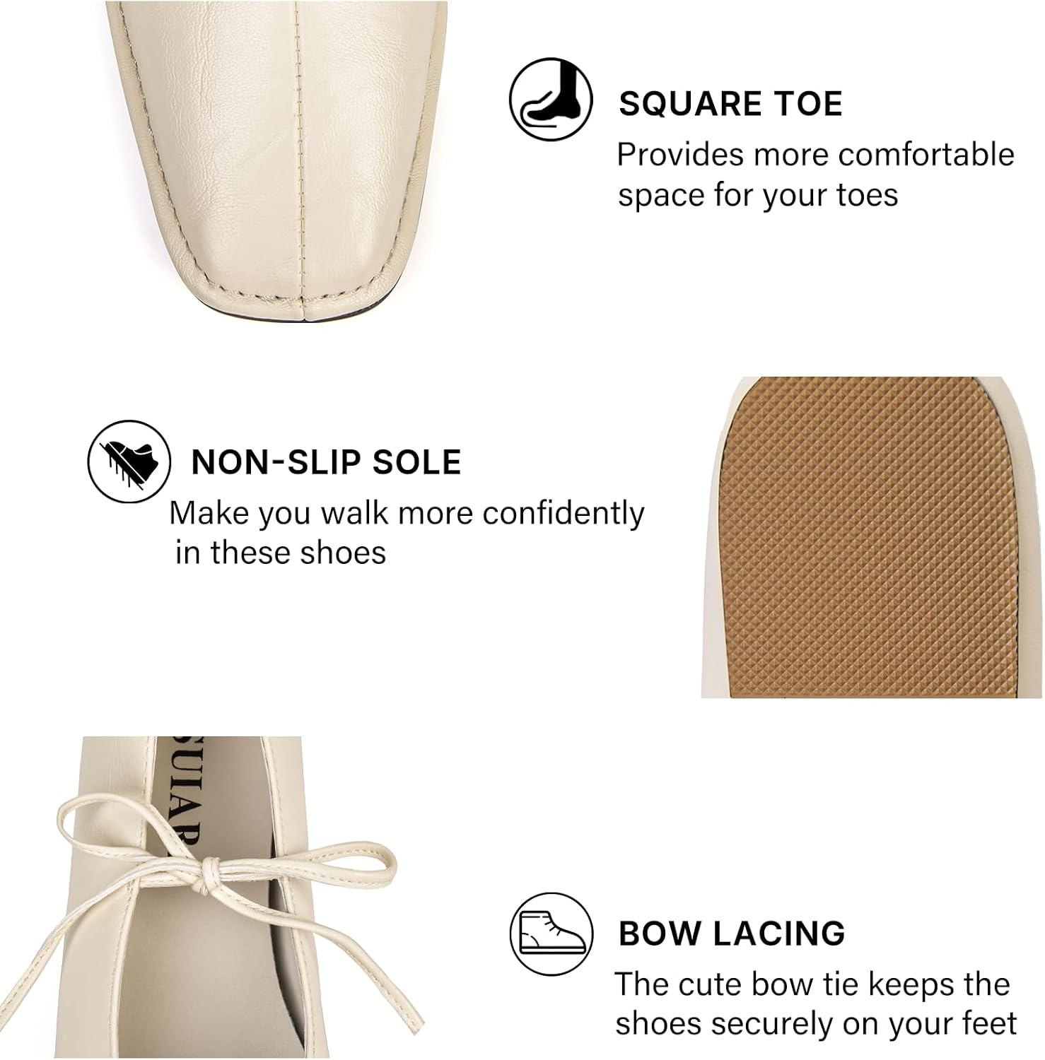 Lace up Ballet Flats Women Square Toe Mary Jane Flats Bow Slip On Comfortable Ballerina Shoes - Image 4