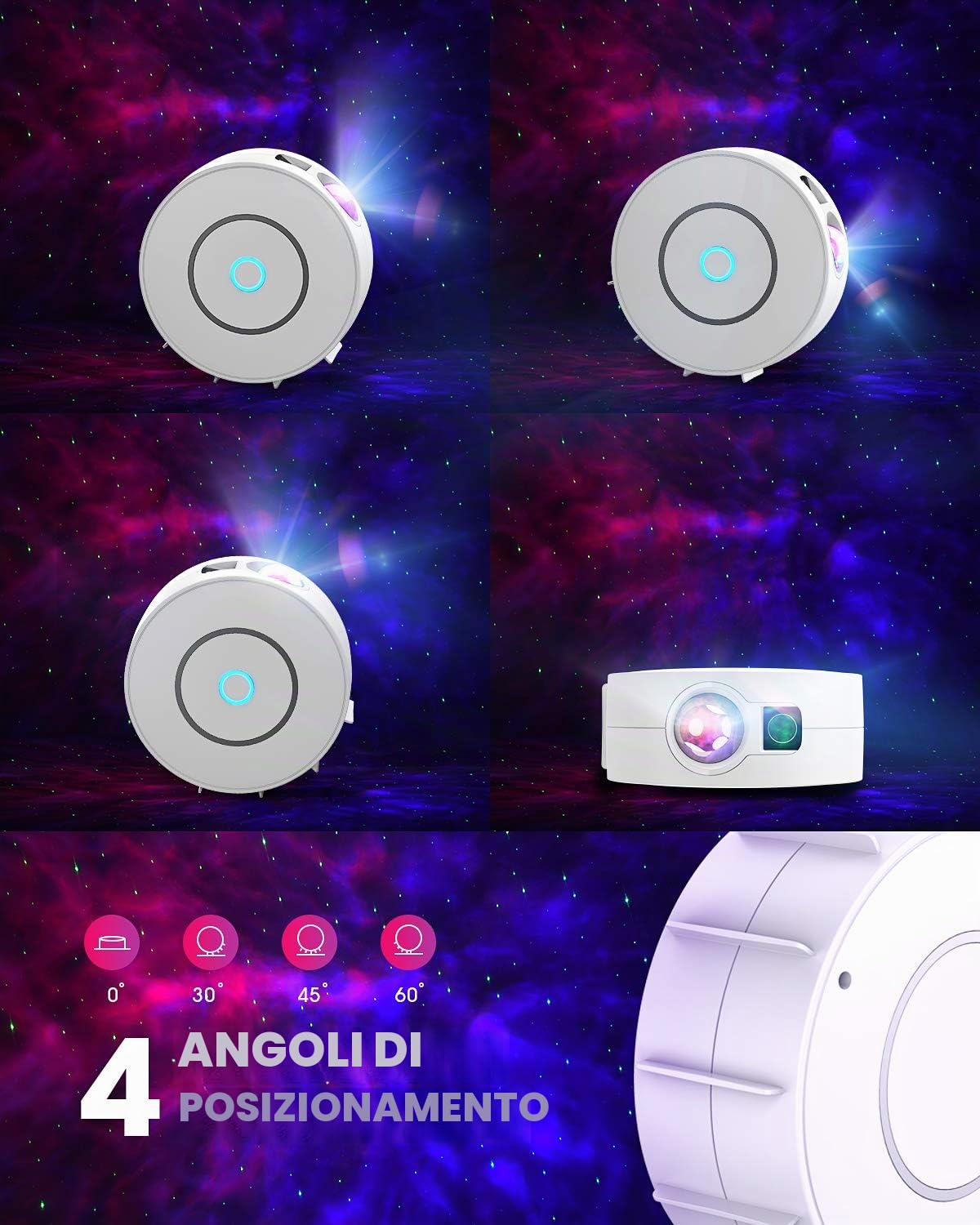LED Lampada Proiettore Stelle, Smart Luce Notturna Bambini Adulti Galaxy Proiettore Lampada con Regolazione RGB/Controllo vocale/WiFi/Timer Compatibile Google Assistant - Plastica (Bianco)