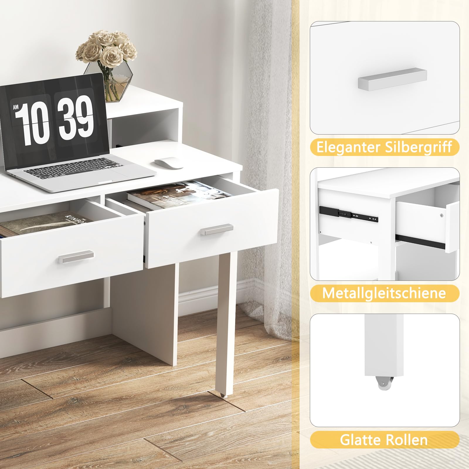 COSTWAY Bureau met oplaadstation, hoekcomputerbureau