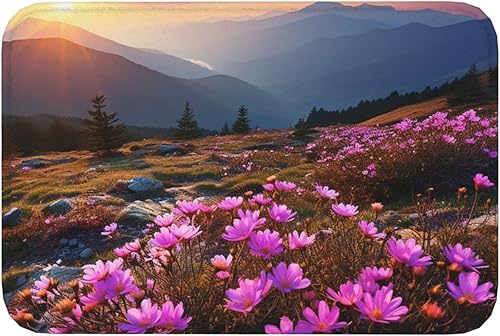 Miniatura 8 de Nature Purple Flowers Meadow Mountain Scenic Print Flannel Doormat Absorbent Non-Slip Floor Mat Welcome Door Mat Personalised Entry Way Mat Washable