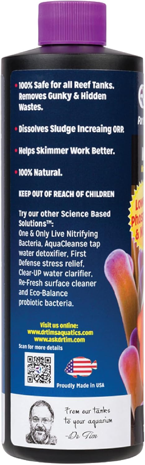 Dr.Tim’s Aquatics Waste-Away Natural Aquarium Cleaner – 4 oz – Sludge Busting Formula for Saltwater & Freshwater Tanks – Improves Circulation, Breaks Down Hidden Organic Waste