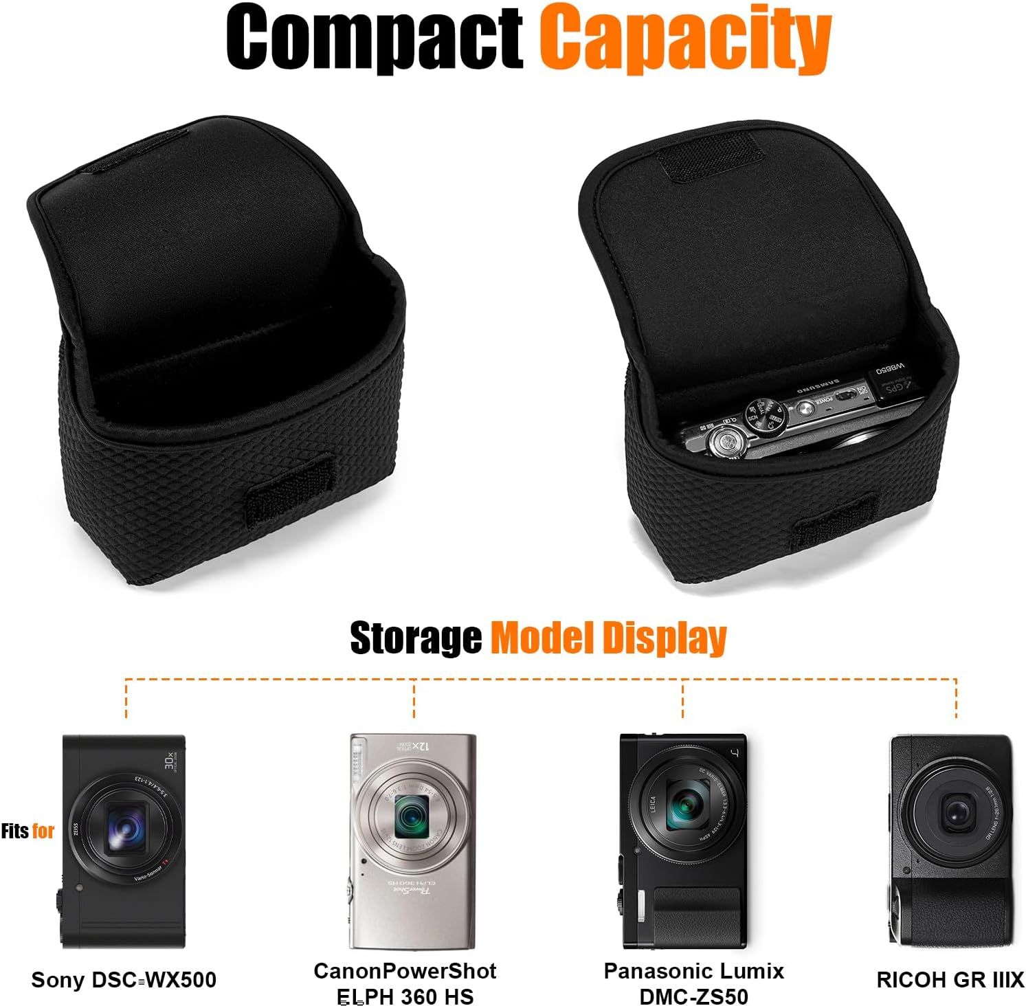 Cwatcun Neoprene Compact Camera Pouch - The Small Case & Travel Sleeve Bag for Digital Camera Ricoh/Canon/Sony & More - Image 2