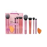 5 Piece Everyday Essentials Makeup Brush Set, Includes 4 Brushes & Makeup Sponge, For Foundation, Blush, Bronzer, Contour, Eyeshadow, & Powder, Travel Gift Set, Cruelty-Free & Vegan