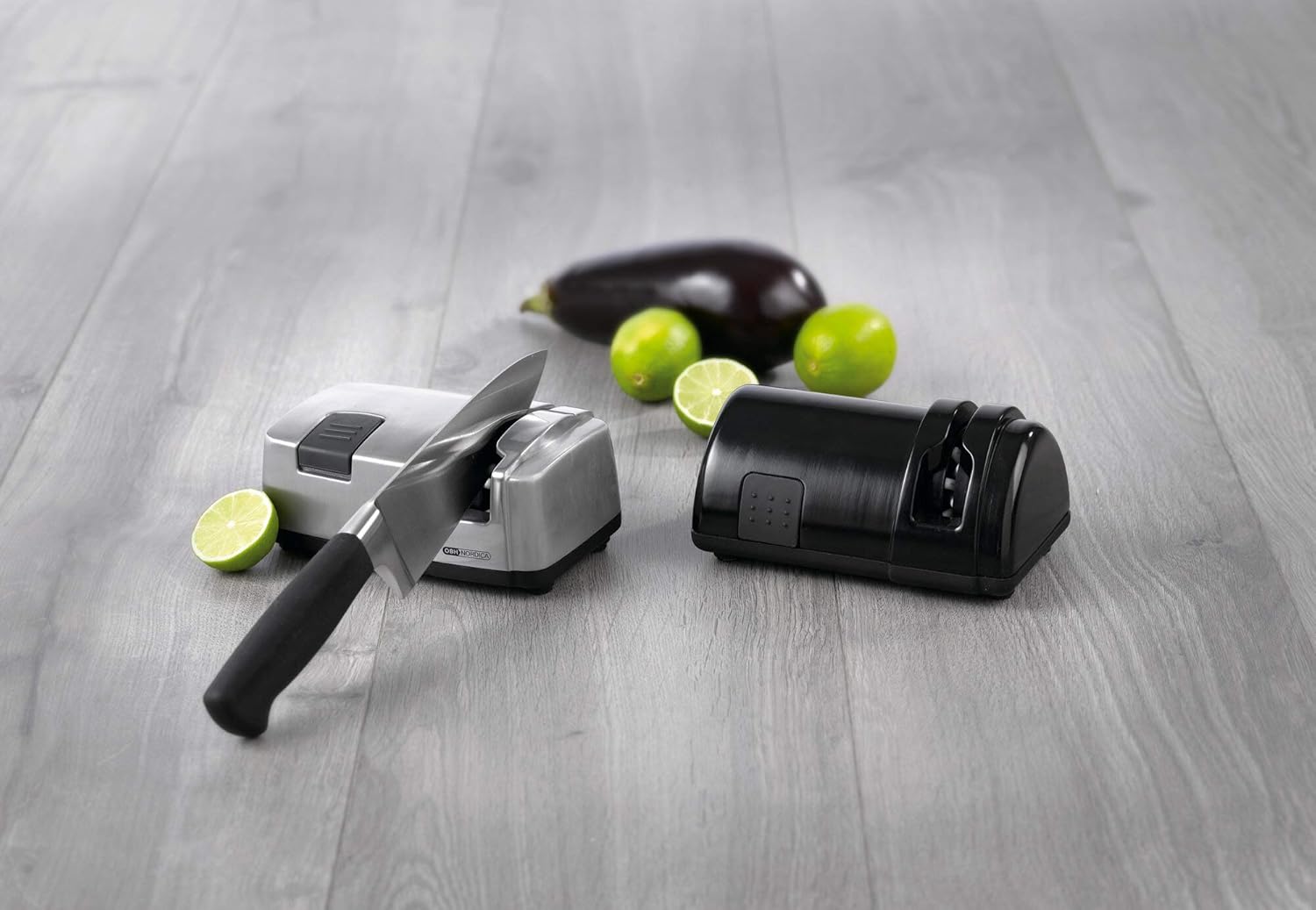 OBH Nordica SharpX in a kitchen setting with a knife