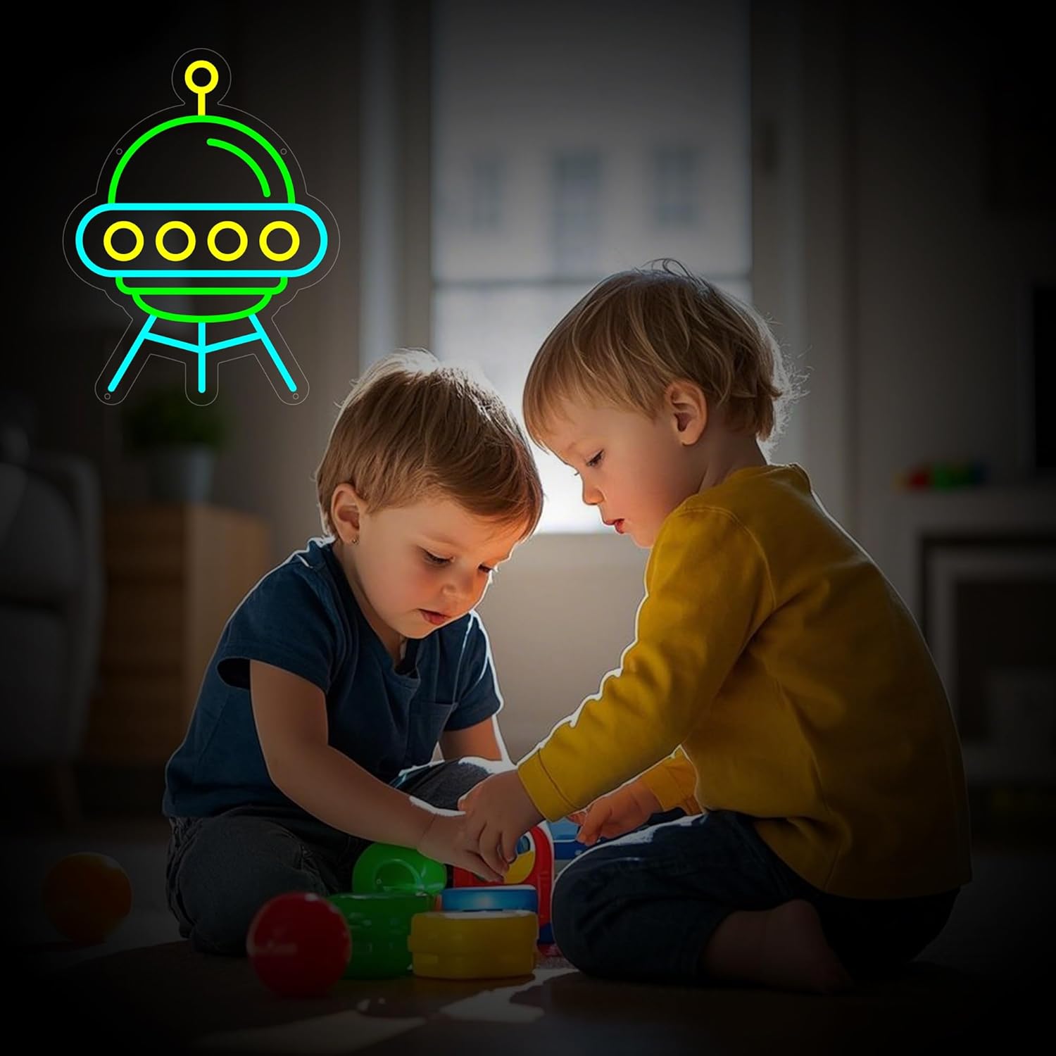 Anime UFO Neon Sign for Wall Decor, Cute Spaceship Led Signs for Home Decor, Dimmable Neon Light Sign for Bedroom, Game Room, Living Room, Bar Decoration, USB Powered Light Up Signs for Man Cave - Image 6