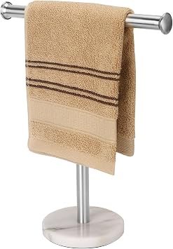 Songtec Hand Towel Holder Stand, Fingertip Towel Rack with Heavy Marble Base, Accessories Jewelry Stand Marble Base, Brushed Nickel