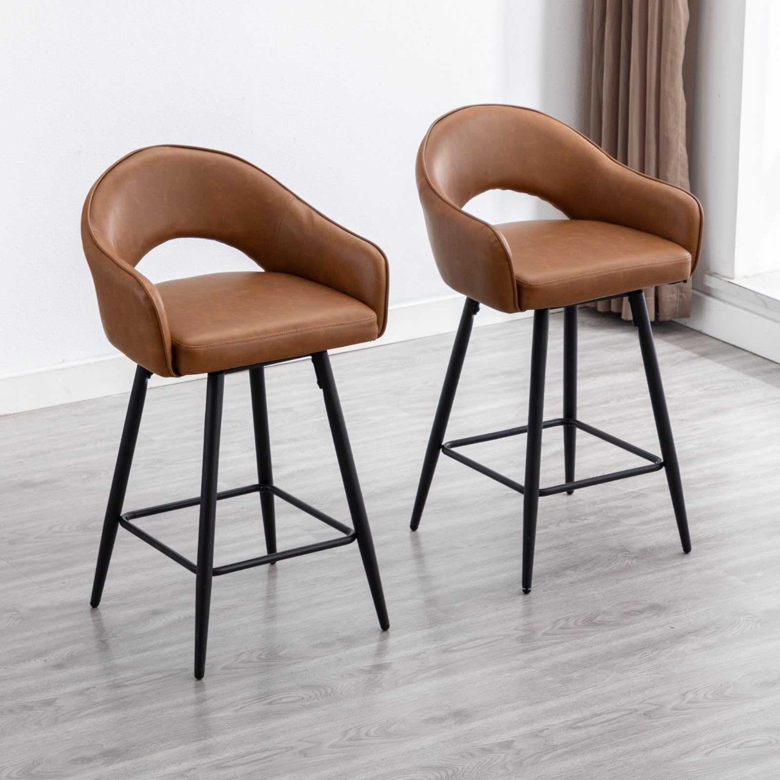 Set 2 Sgabelli Da Bar Ya-Home - Regolabili E Girevoli, Tessuto Lino, Beige, Per Cucina