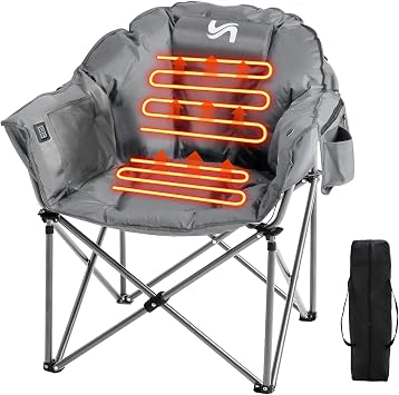 Slsy Oversized Heated Camping Chair for Adults, Heavy Duty XXL Camp Chair