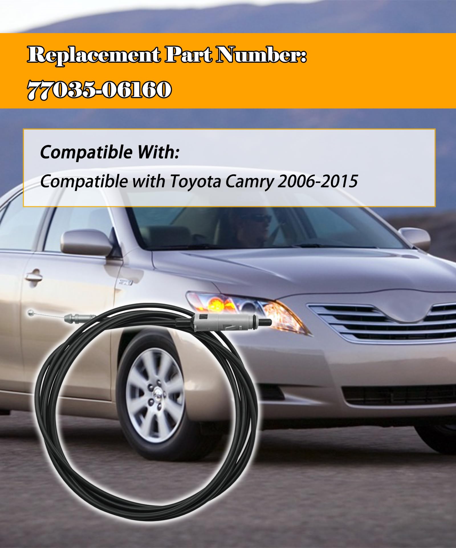 AWTURBO Fuel Tank Door Release Cable Fits Toyota Camry 2006-2015, Black, Compatible with Toyota Camry 2006-2015, Allows Easy Access to Fuel Tank Cap, 1x Cable