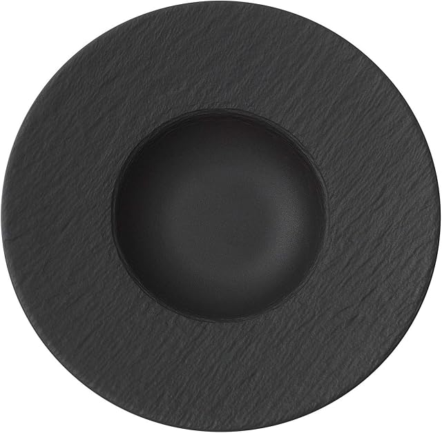 Villeroy & Boch 1042392790 Manufacture Rock Pasta Plate, Structured Crockery Porcelain, Black, 28 cm