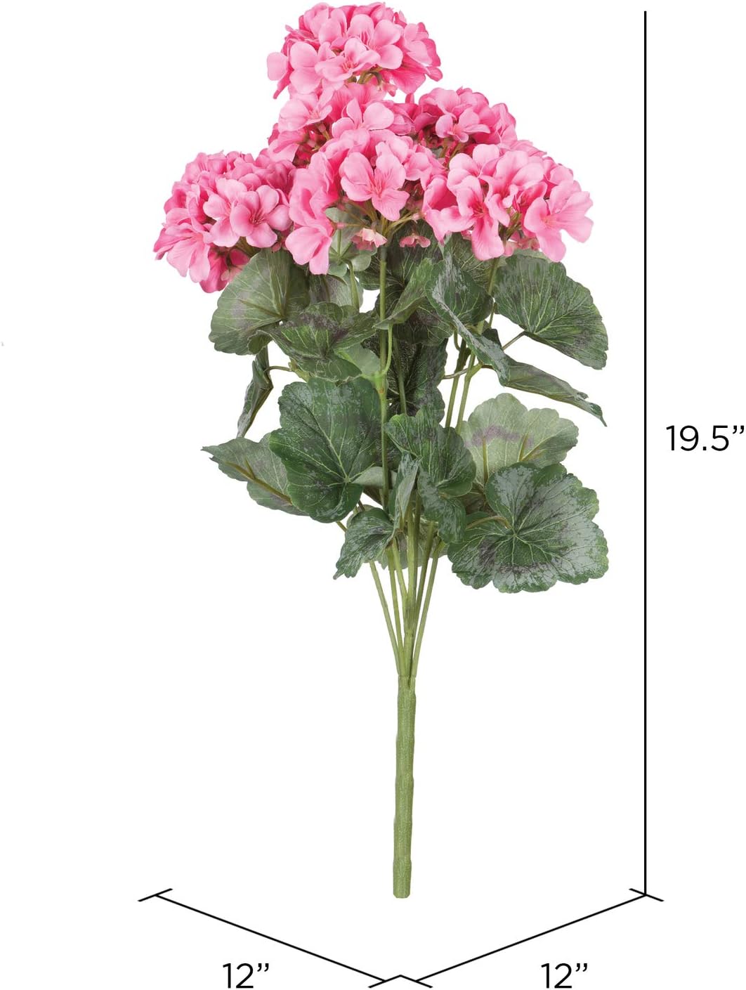 Vickerman Everyday Artificial Coral Geranium Bush 19.5" Long - Premium Faux Floral Home Decor - Perfect Outdoor Artificial Flowers - Maintenance Free Flowers