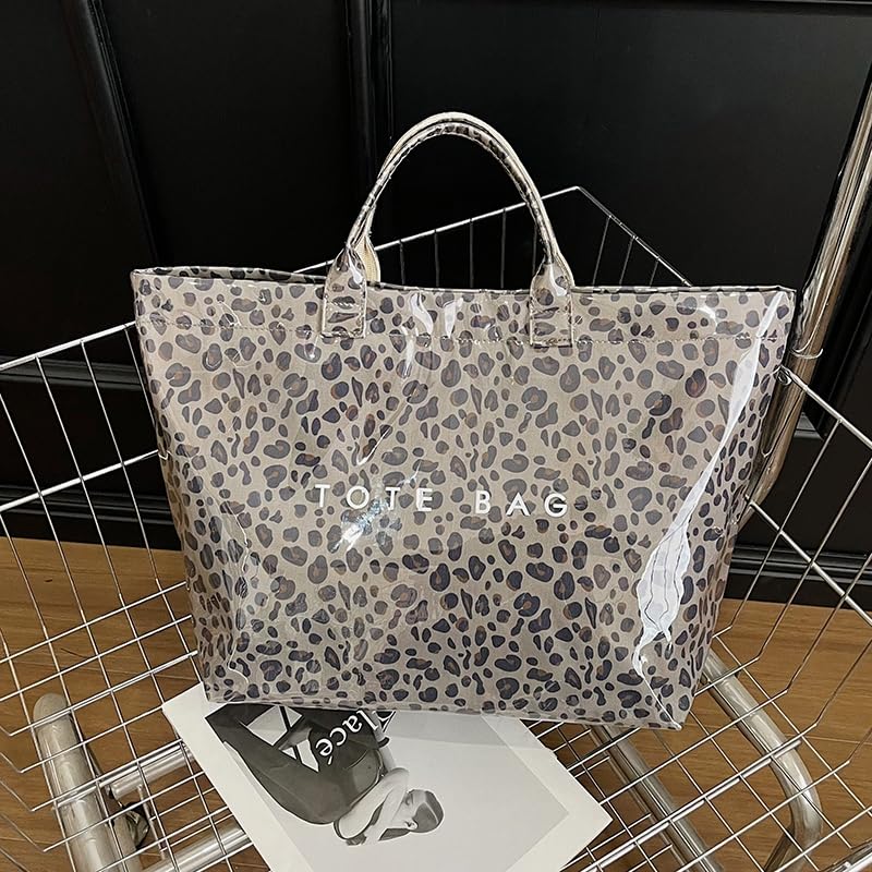 Image of PVC Tote Bag for Women Waterproof Plastic Jelly Tote Letter Print Hobo Handbag for Beach, Pool, Travel, Gift