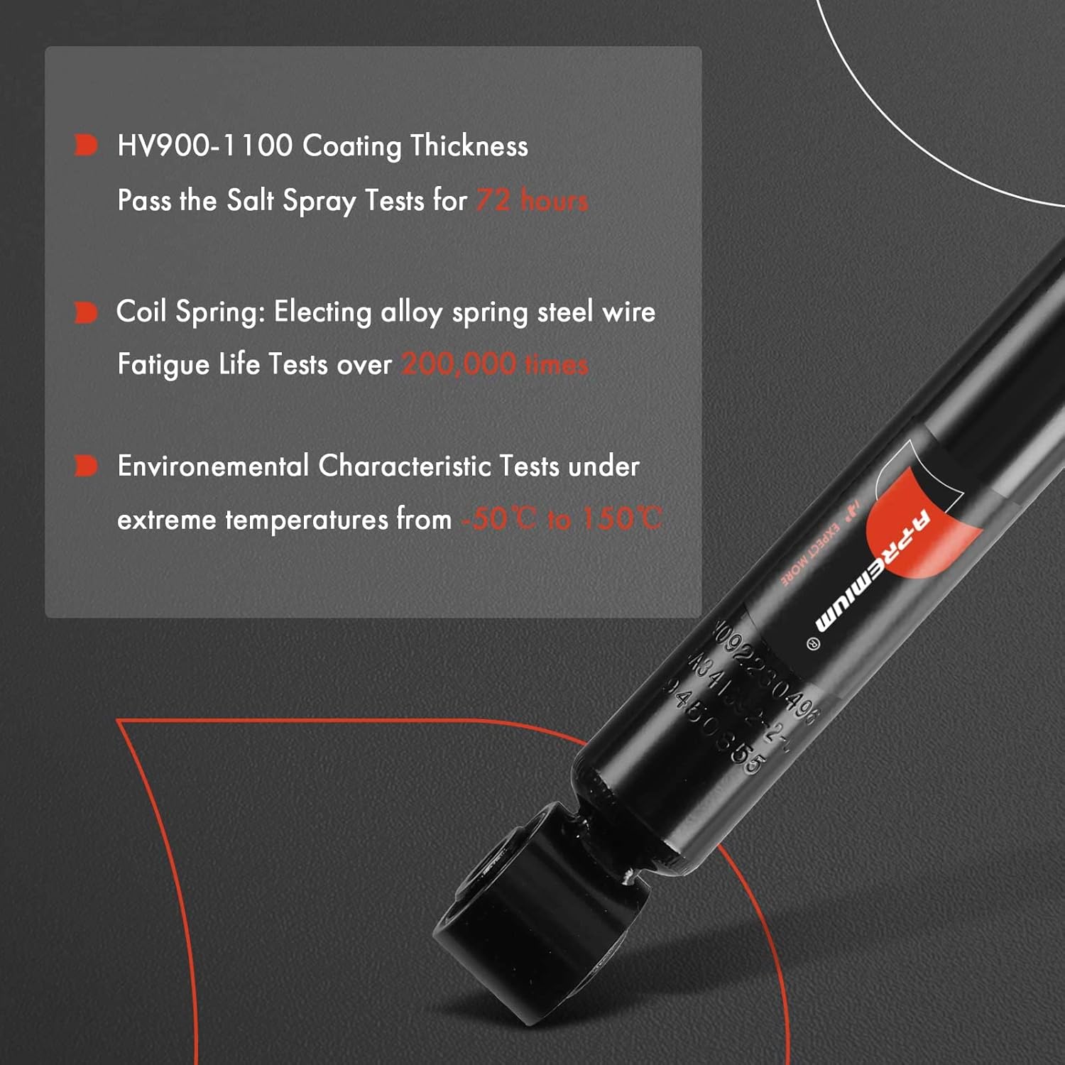 A-Premium Rear Struts Compatible with Lexus LS430 2001-2006, w/o Adjustable Susp - 2x Replacement Suspension Bare Strut Shock without Coil Spring