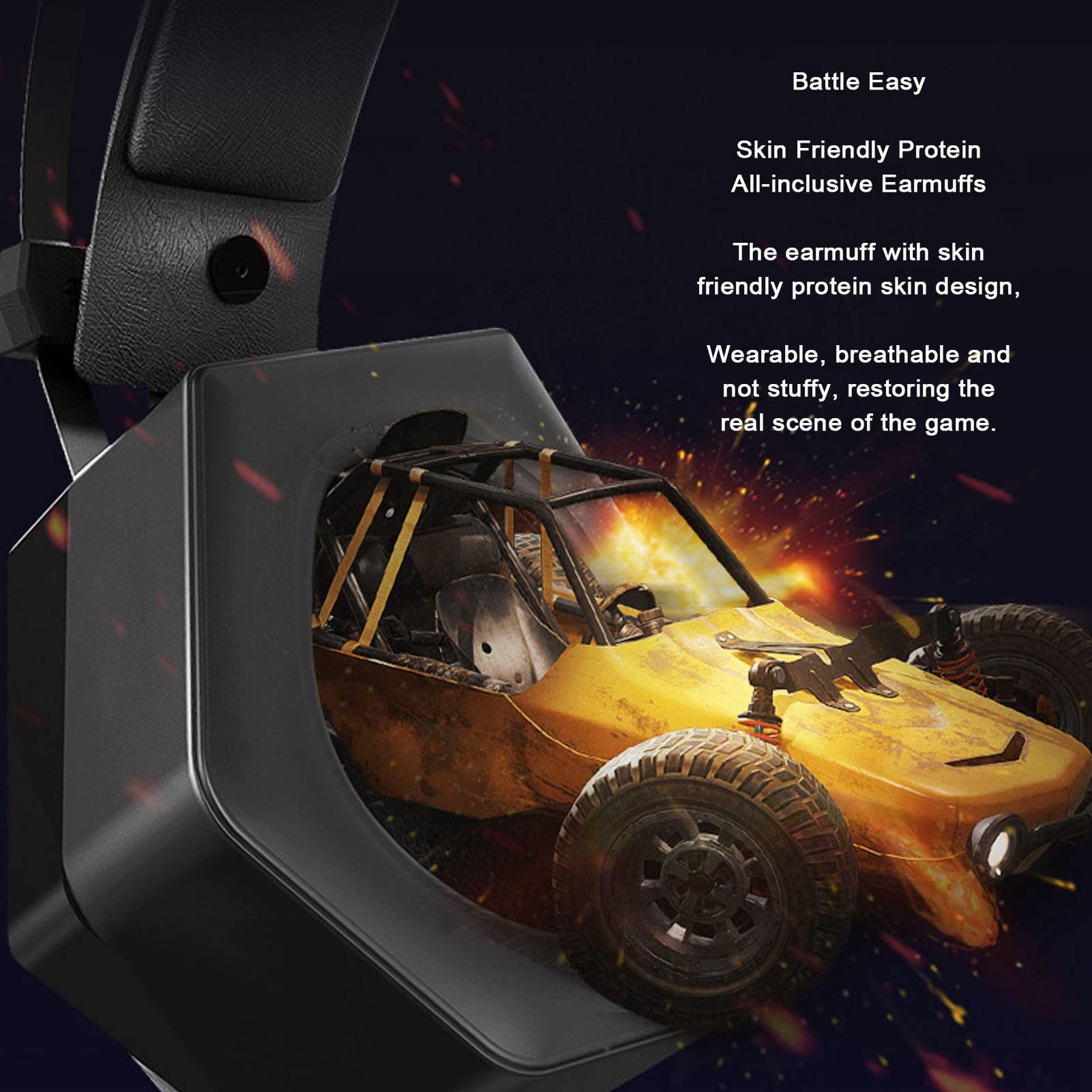 Cyrank Cuffie da Gioco, Ths300 A3 PRO Cuffie per Computer Cablate con Audio Surround 7.1 con Luci RGB per Streaming E Microfono sopra Le Orecchie