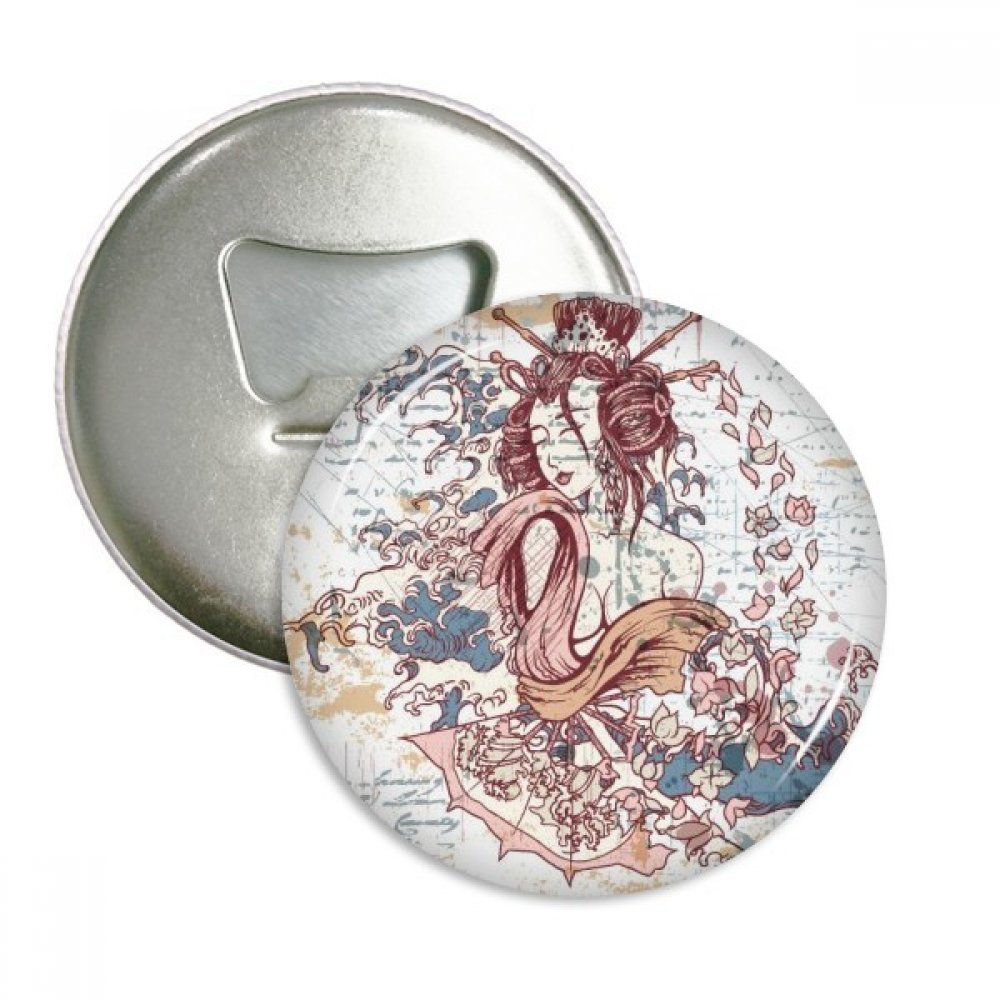 Aimant frigo décapsuleur Japon Waves et badges pour apéritif entre amis