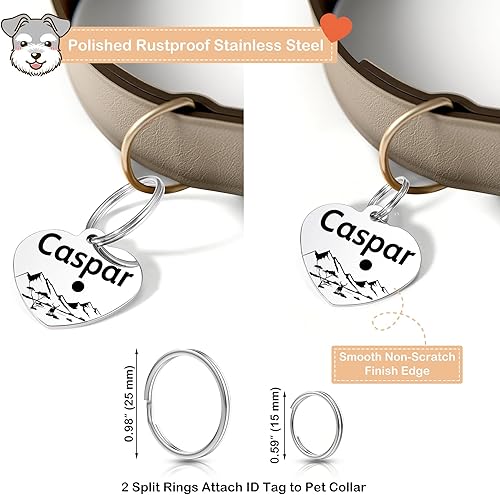 Miniatura 4 de Etiquetas de perro de acero inoxidable para mascotas, etiquetas grabadas de doble cara para perros y gatos, etiqueta de identificación personalizada