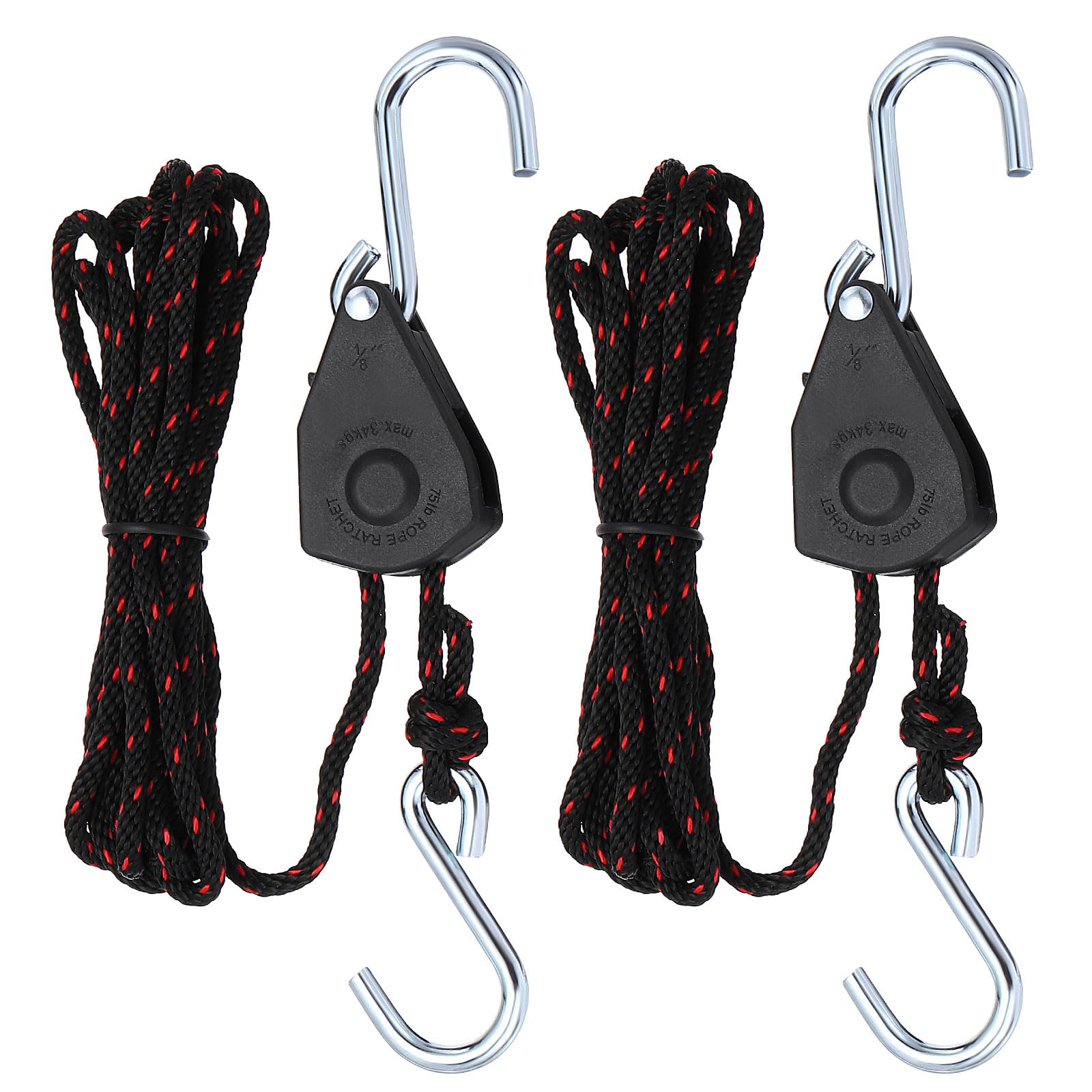 PATIKIL 2 Pcs Heavy Duty Kayak Rope Tie Down Straps, 1/8" x 7 ft, Black, Compatible with Car, Truck, Trailer, ATV