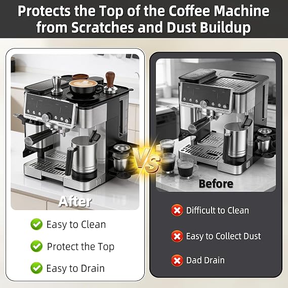 Silicone Top Mat for Ninja Luxe ES601/ES701 Espresso Coffee Machine - Top Mat Protector for Ninja Luxe Cafe Accessories, Anti-Slip, Heat-Resistant & Waterproof (Black)