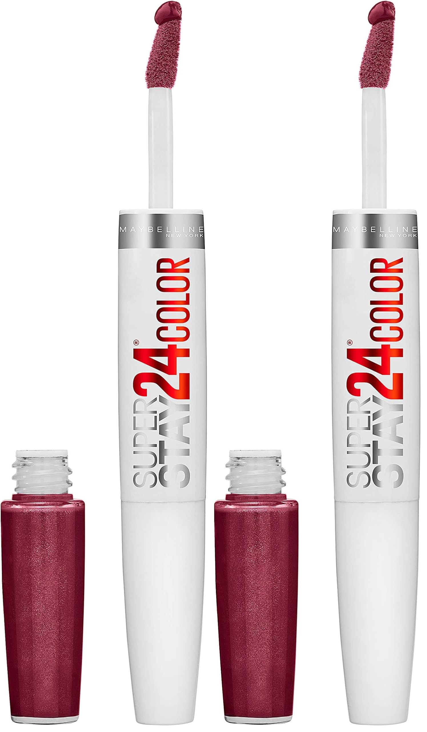 Super Stay 24, 2-Step Liquid Lipstick Makeup, Long Lasting Highly Pigmented Color with Moisturizing Balm, Unlimited Raisin, Purple, 1 Count (Pack of 2)