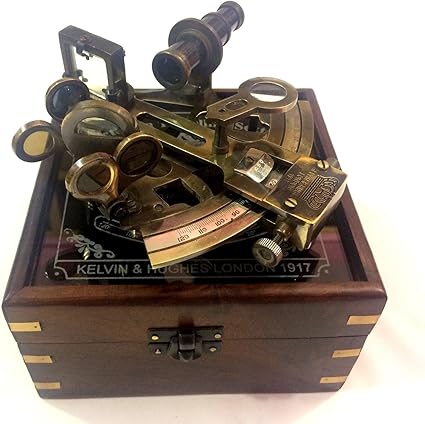 Reproduction Sextant Laiton Sextant Nautique Vintage Marine - Instrument De Navigation Ancien Avec Boîte En Bois - Décoration Maritime Décoration Marine Bois
