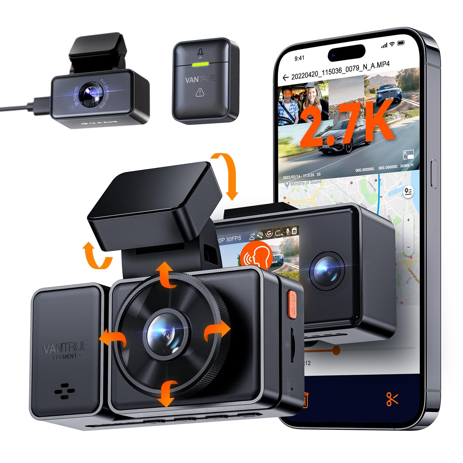 Vantrue E3 3 Channel 2.7K WiFi Dash Cam Front and Rear Inside, 3 Way Triple GPS Dash Camera 1944P+1080P+1080P with STARVIS IR Night Vision, Voice Control, 24 Hours Parking Mode, Support 512GB Max-image-43