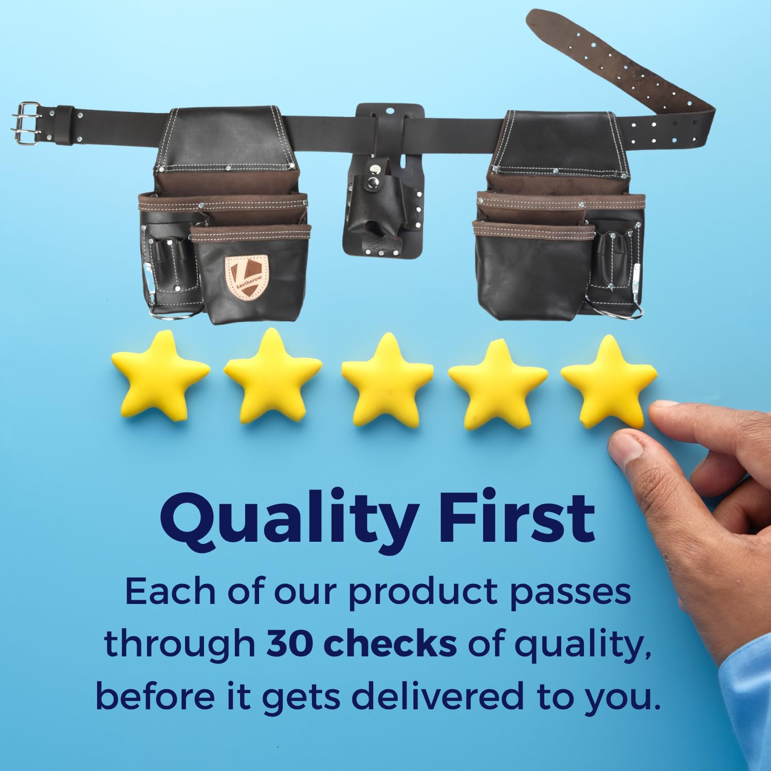 Cinturón de herramientas de cuero de grano completo resistente para electricistas, equipo de trabajo de construcción multibolsa con clip para llaves, cinturón de carpintero duradero para hombres