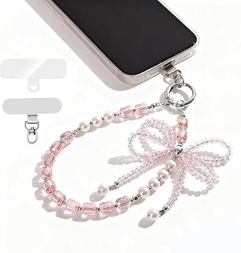 Crystal Phone Charm- Beaded Phone Wrist Strap for Women Bling Keychain Wristlet Cute Phone Chain Purse Bag Charms