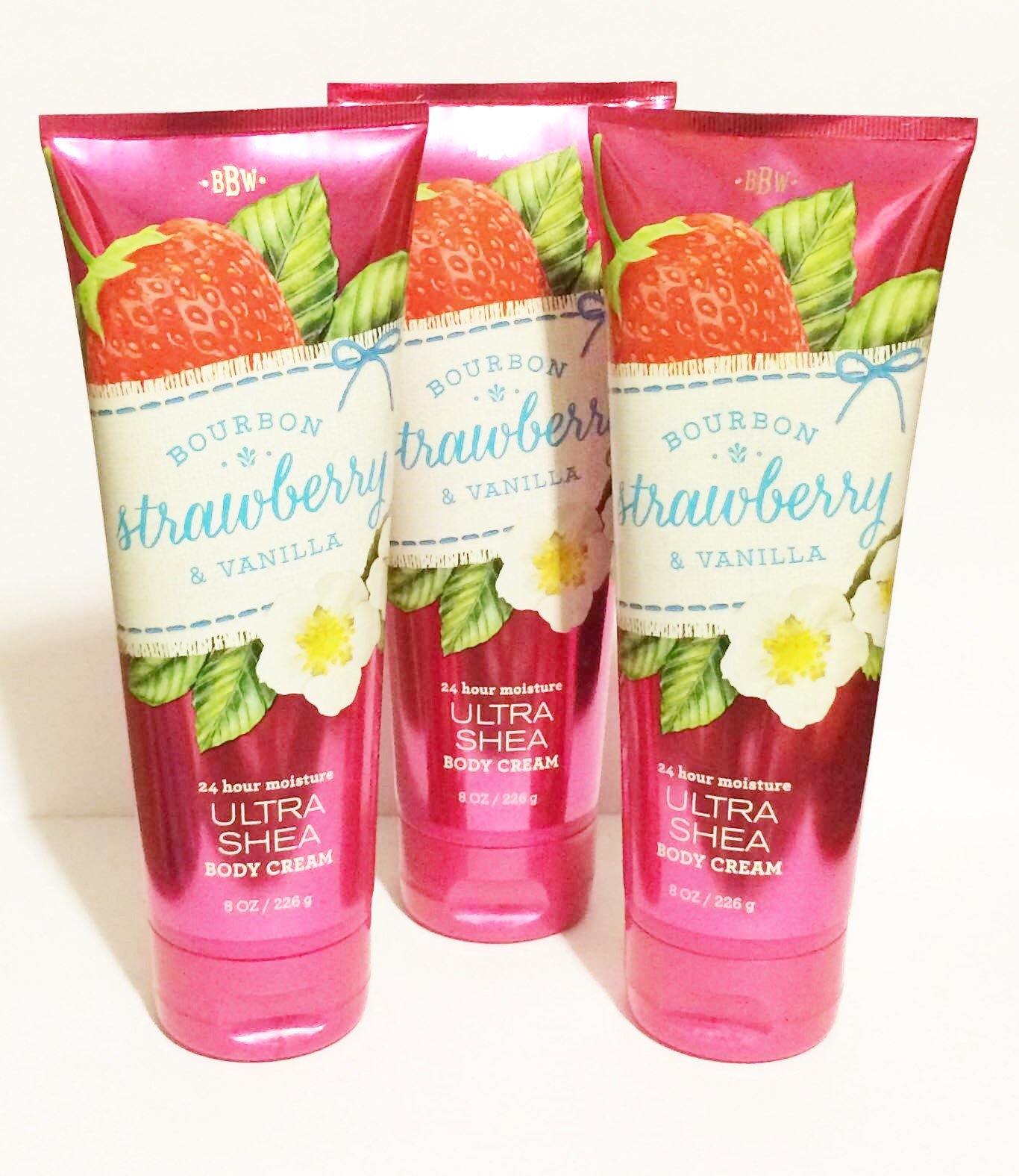 Bath & Body Works Bourbon Strawberry & Vanilla Ultra Shea Body Cream - Lot of 3