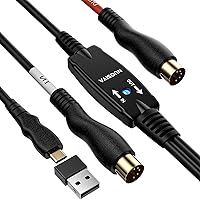 Vista 1 de Cable MIDI, cable de interfaz MIDI a tipo C de 4.5 pies, interfaz MIDI de entrada/salida a adaptador de cable tipo C con indicador para teclado