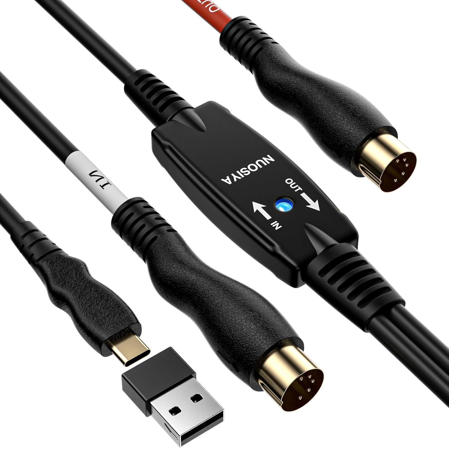 Cable MIDI, cable de interfaz MIDI a tipo C de 4.5 pies, interfaz MIDI de entradasalida a adaptador de cable tipo C con indicador para teclado de