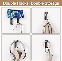 Vista 4 de pickpiff - Ganchos adhesivos de pared para abrigos - Colgador resistente de puerta, gancho de metal para colgar toalla, bolso, bata, mochila, Negro