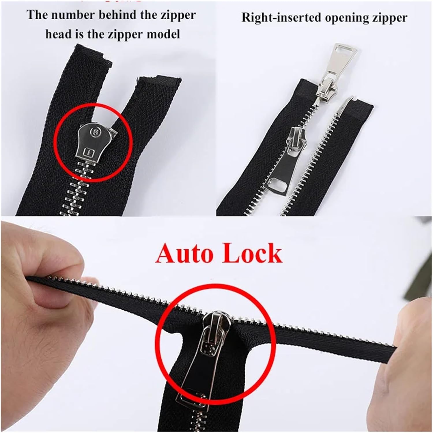 Invisible Zipper 4-piece Two-Way Automatic Locking Metal Zipper for Clothes(Yellow)