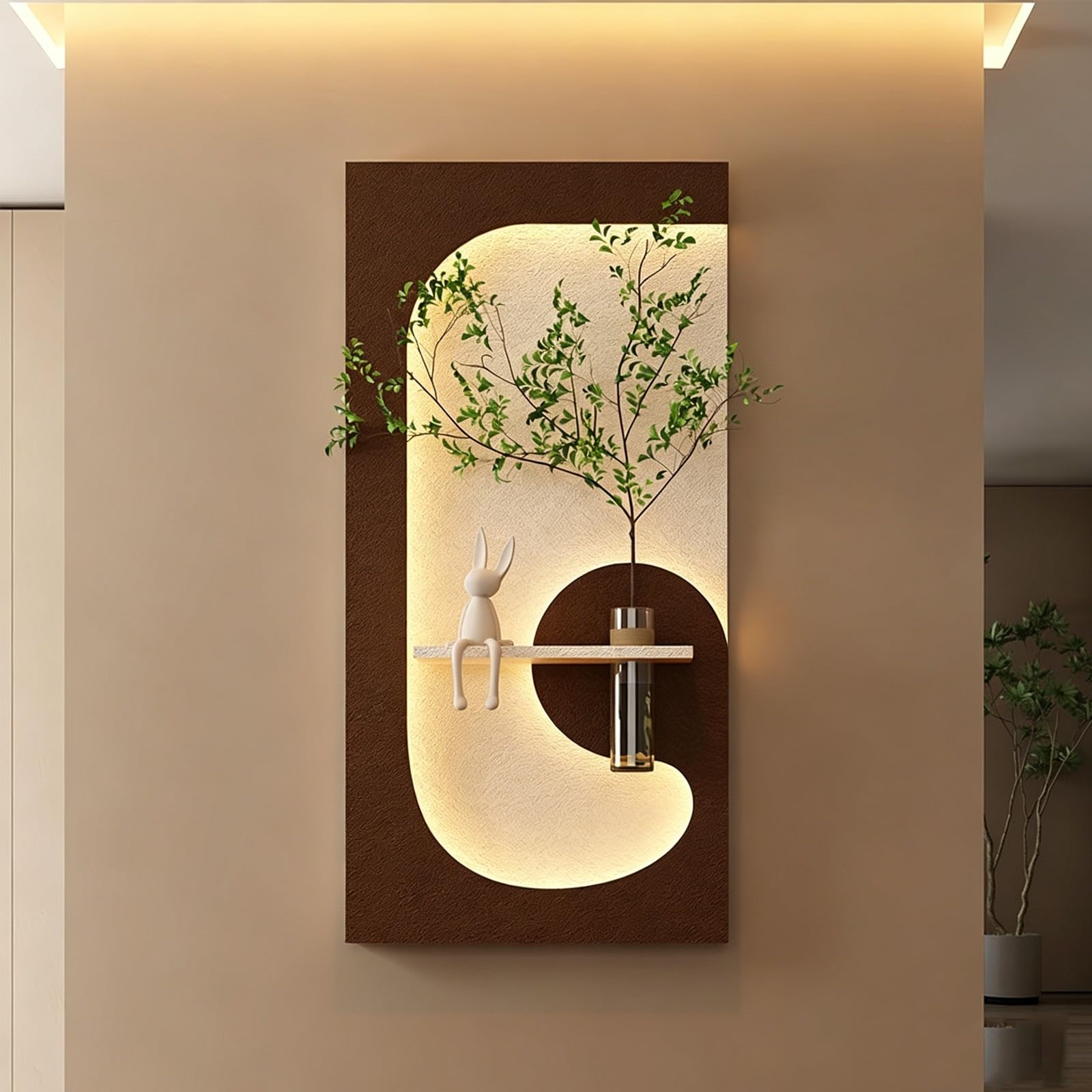 Décoration murale en relief 3D avec éclairage LED et culture hydroponique