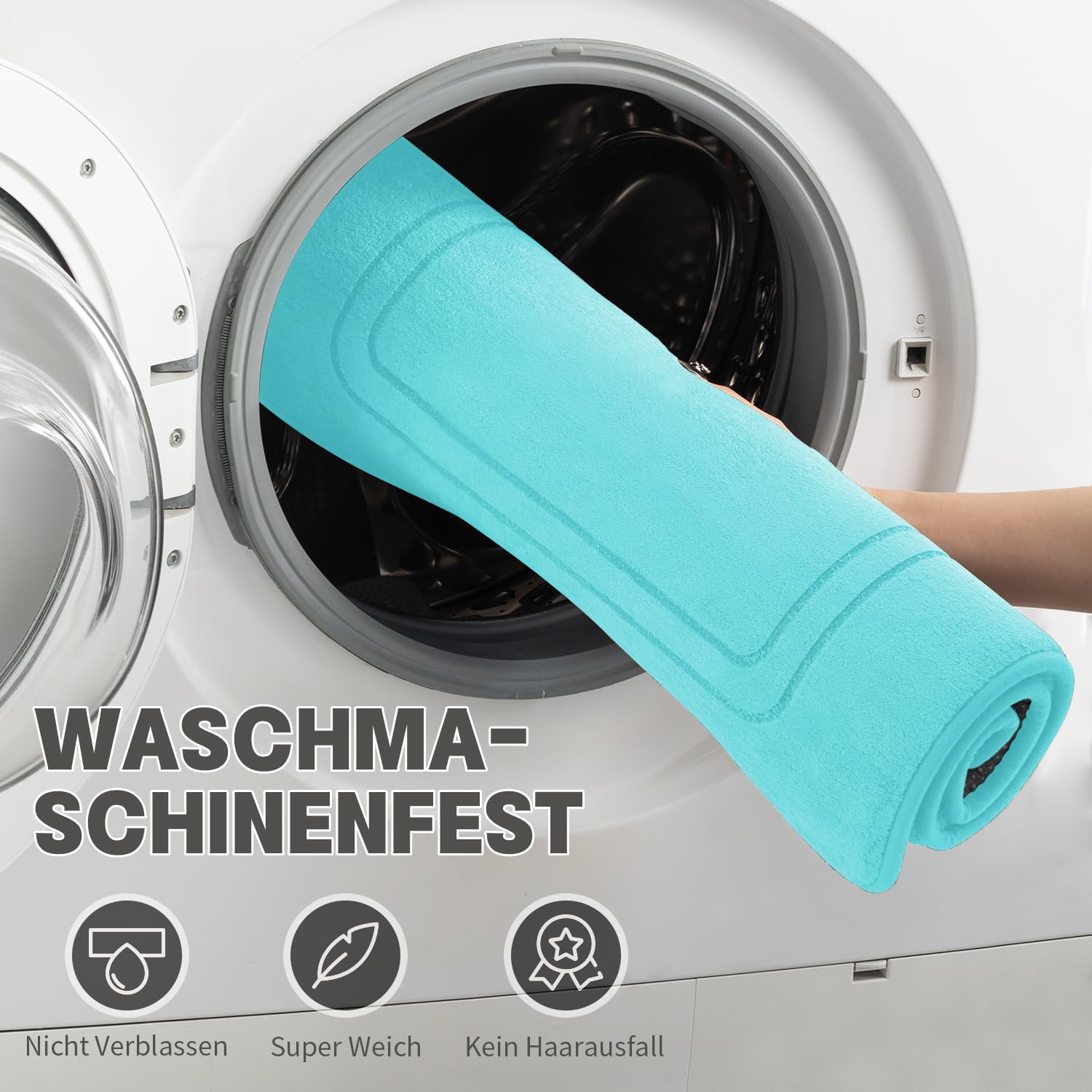 chakme Set di 5 tappeti da bagno, tappetino da bagno in memory foam, antiscivolo, lavabile, set di tappeti da bagno, per WC, doccia e vasca da bagno, colore: verde blu
